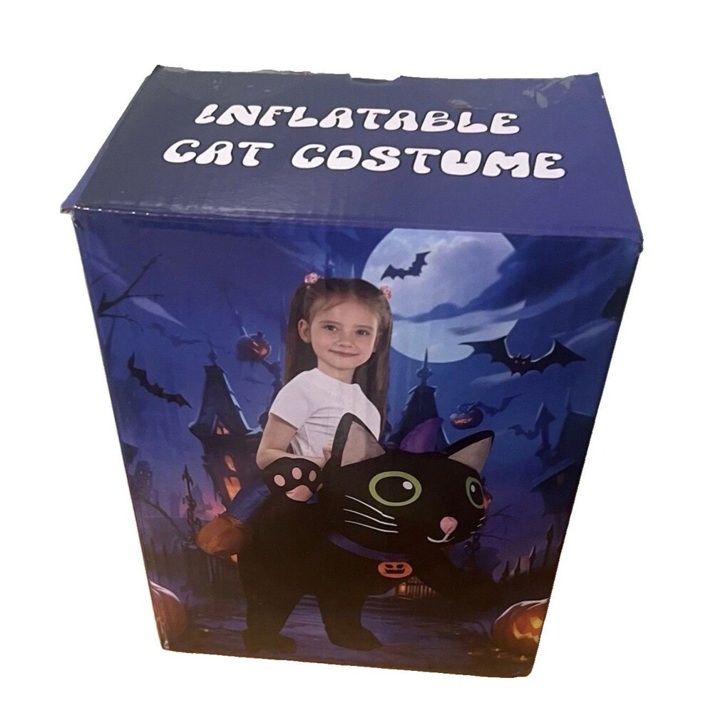 Searhmomo Inflatable Ride-On Cat Costume Youth One Size Black Purple Halloween